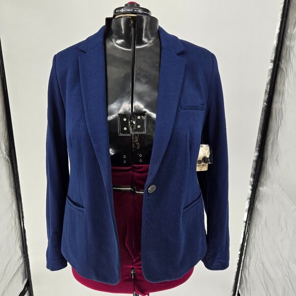 6125-3 NEW St John’s Bay Navy Blue classic Blazer Jacket SIZE XL NWT - Picture 1 of 15